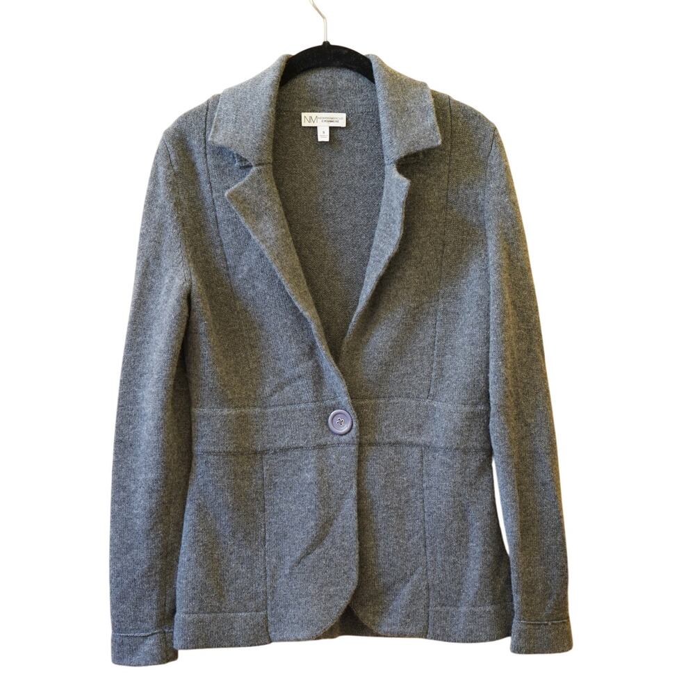 NM Neiman Marcus Gray Cashmere Sweater Blazer Jacket Size Small